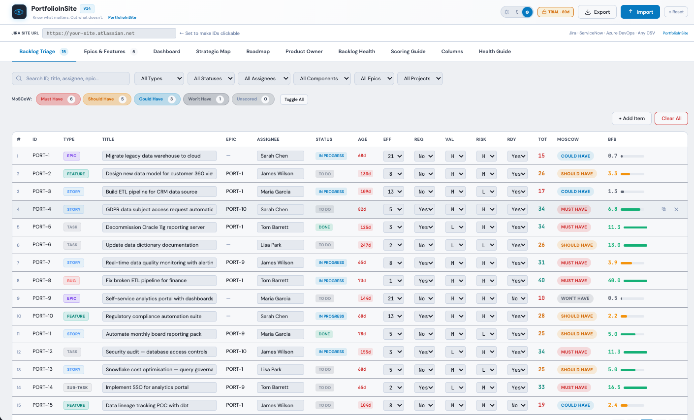 PortfolioInSite — Portfolio dashboard