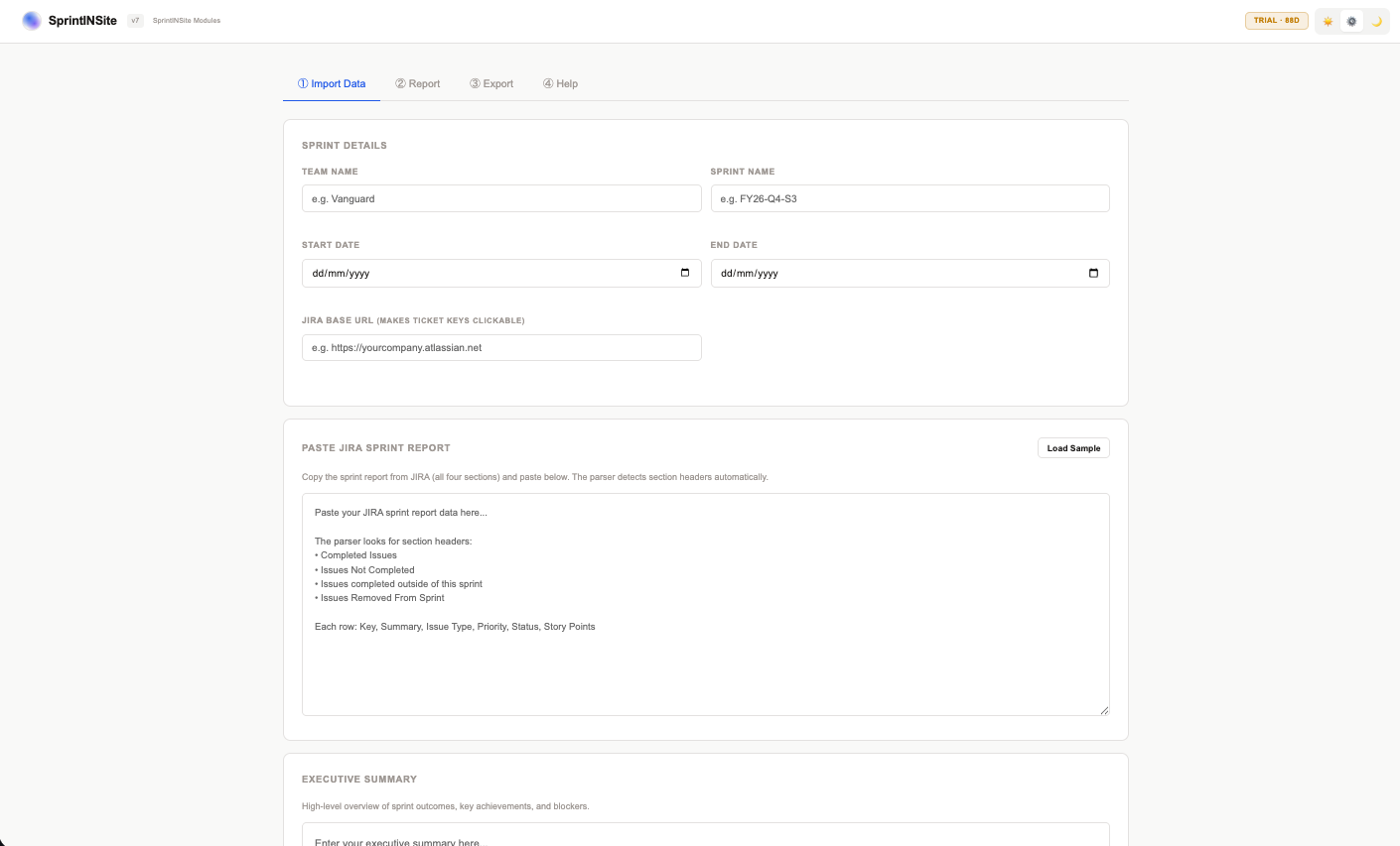 SprintINSite — Sprint analytics dashboard